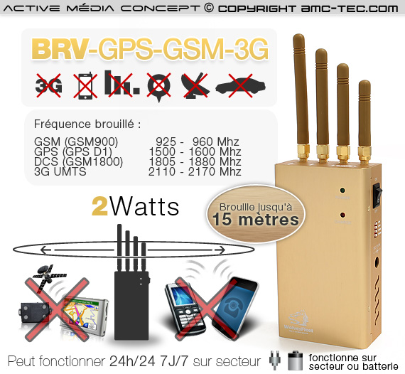 BR-ALL-10W - Brouilleur professionnel WIFI GSM-3G GPS à fréquence sélective  de 10 watts