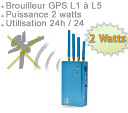 BR-GPS-27 - Brouilleur GPS fréquence L1 et L2 de 2.7 watts