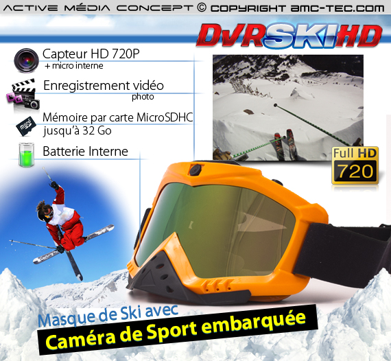 MASQUE-HD-OR - Masque de ski caméra HD 720P 16Go