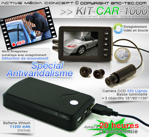 KIT-CAR-1000 - Kit vidéosurveillance antivandalisme vehicule longue  autonomie