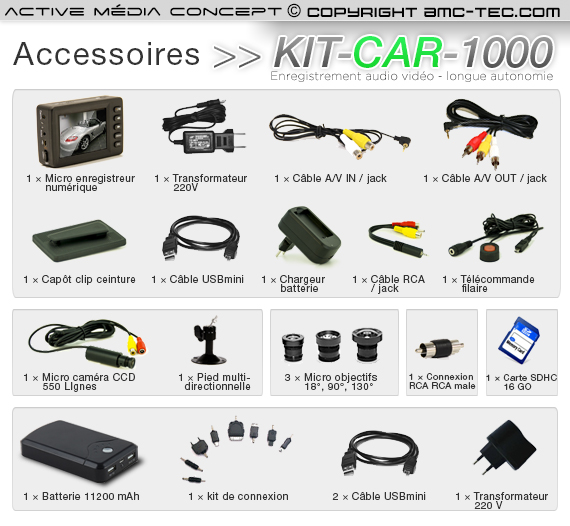 KIT-CAR-1000 - Kit vidéosurveillance antivandalisme vehicule longue  autonomie