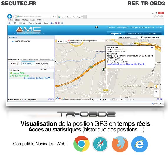 BALISE GPS TEMPS RÉEL CONNEXION OBD2 SANS ABONNEMENT [ SECUTEC.FR ] 