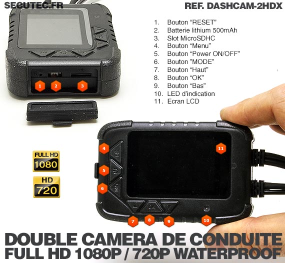 Moto double caméra 1080P 3 pouces écran LCD système denregistrement caméra système enregistreur de conduite pour motos données caché enregistreur 