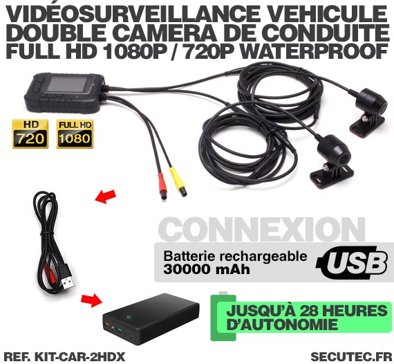 KIT VIDEOSURVEILANCE VEHICULE ANTIVANDAL 1 CAMERA [SECUTEC.FR] 