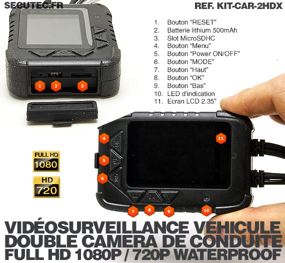 KIT VIDÉOSURVEILLANCE POUR VÉHICULE DISCRET ANTI-VANDALE [SECUTEC.FR] 