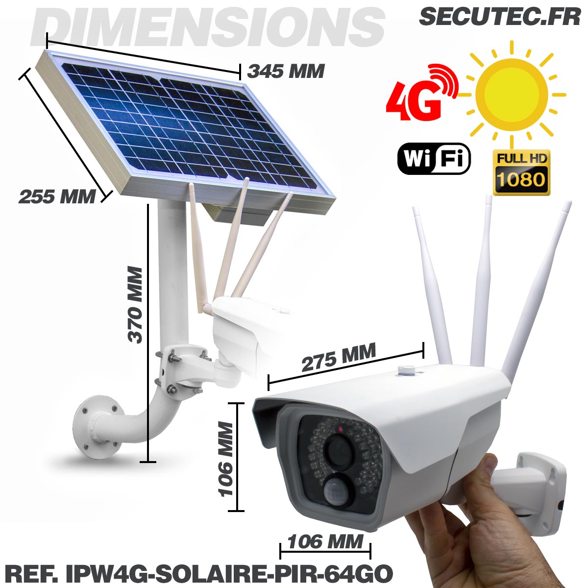 Caméra de surveillance autonome avec panneau solaire connexion wifi