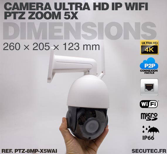 Caméra de Surveillance extérieure PTZ IP WiFi couleur 8MP/4K, dispositif de  sécurité sans fil, avec