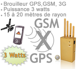 BR-GPSM-A - Brouilleur GPS - GSM et 3G de 10 watts autonome pour