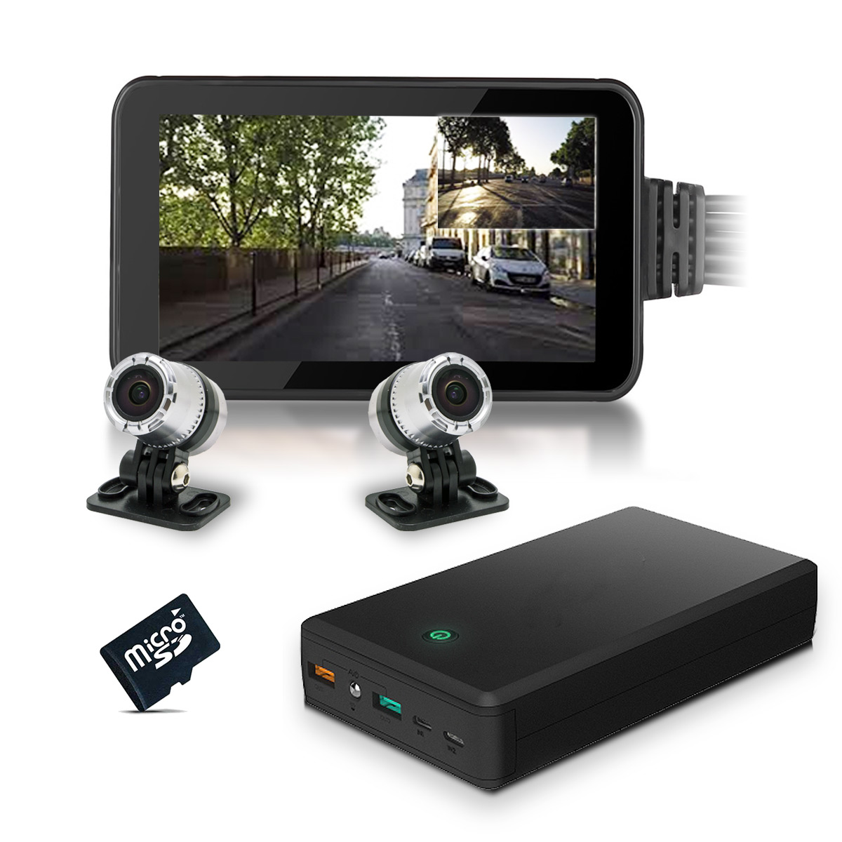 Enregistreur de conduite double caméra HD 1080P avec enregistreur GPS et  transmission 3G GSM sur smartphone & PC