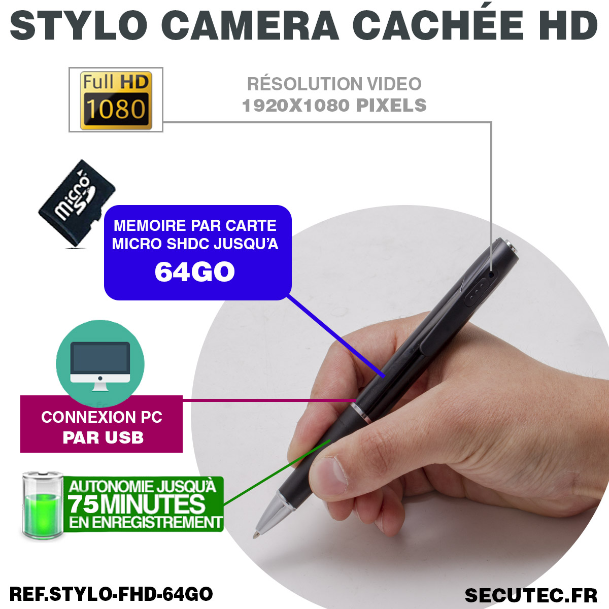 Stylo Caméra cahée - Enregistrez en totre discrétion - Mbote Shop